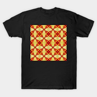 Vintage Quilt Pattern Fall Colors T-Shirt